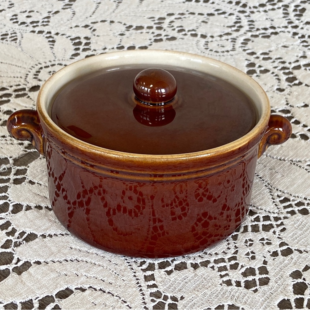 Villeroy & Boch Individual Crock + Lid:  Vintage 1980s Luxembourg German Pottery